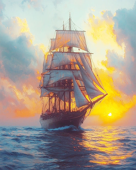 Abendmeersegel- Malen nach Zahlen