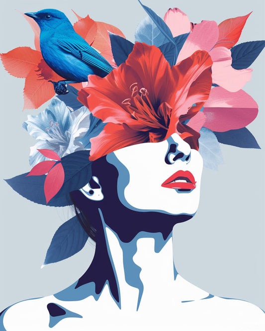 Abstrakte Blütenmaske - Malen nach Zahlen