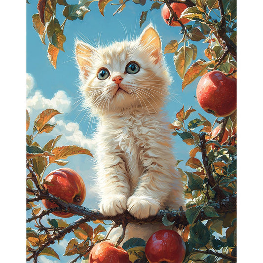 Apfelbaum - Katze - Malen nach Zahlen