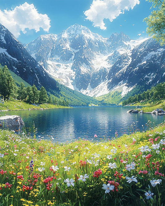 Bergseeidylle- Malen nach Zahlen