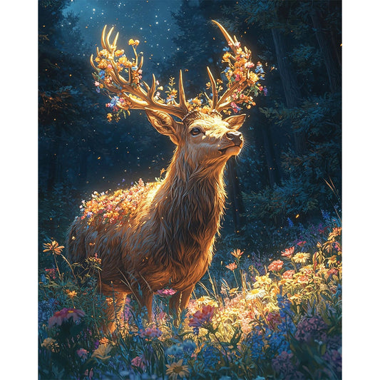 Blumenhirsch - Malen nach Zahlen