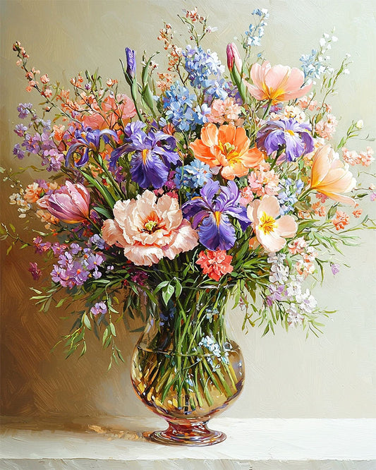 Blumen im Kristall- Malen nach Zahlen