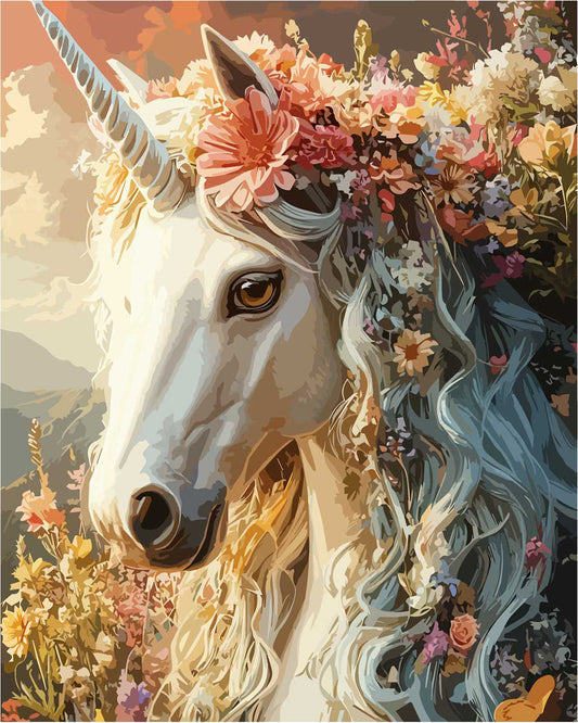 Blumenkrone des Einhorns - Malen nach Zahlen