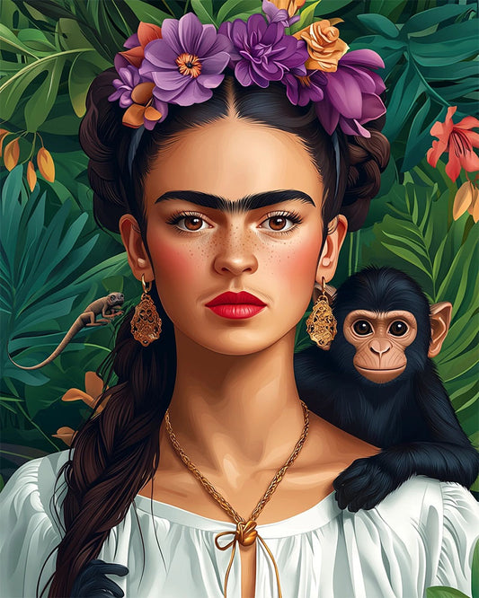 Blumenkrone und Frisur der Schönheit- Malen nach Zahlen