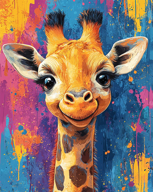 Buntes Giraffenbaby- Malen nach Zahlen