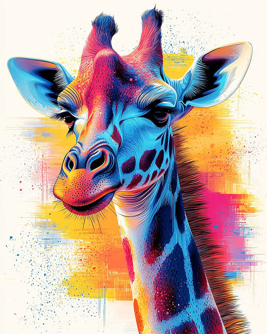 Buntfarbige Giraffe- Malen nach Zahlen