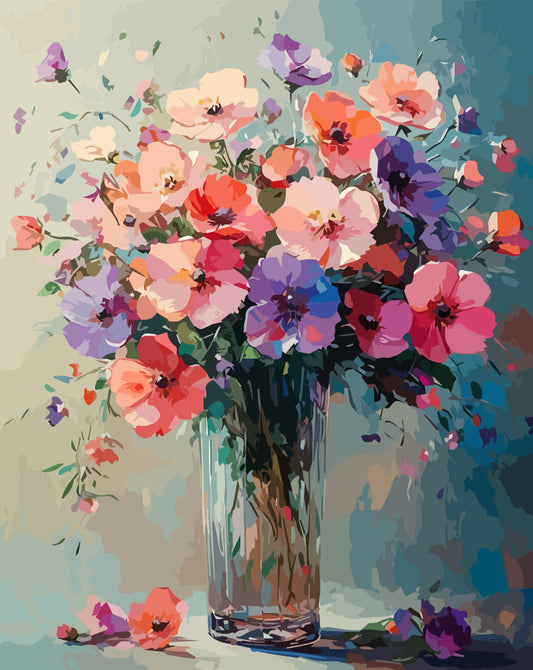 Die-Magie-der-Blumen-in-einer-Vase - Malen nach Zahlen