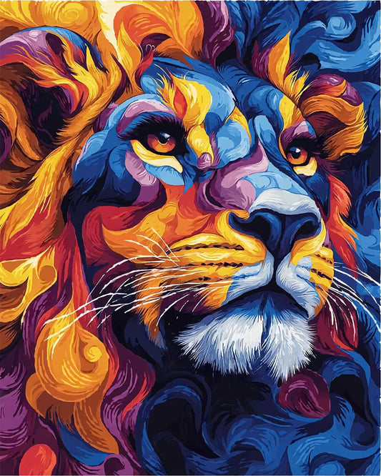 Farbenfrohes Löwenporträt - Malen nach Zahlen