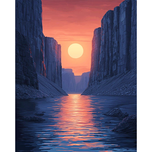 Feuerrote-Sonnenklippe - Malen nach Zahlen