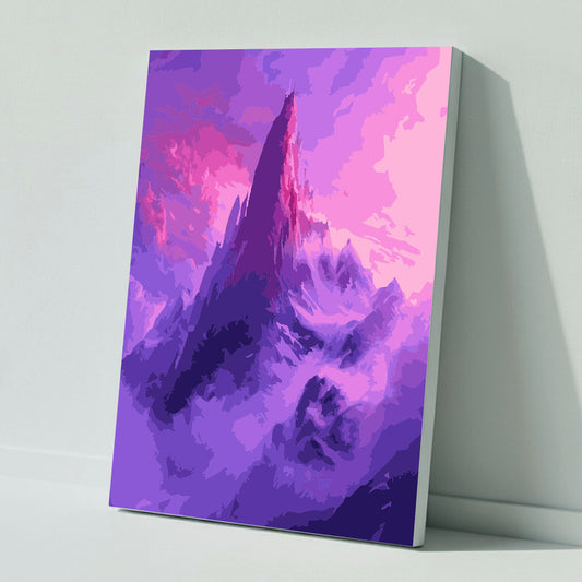 Geheimnisvolle Gipfel in Violett- Malen nach Zahlen