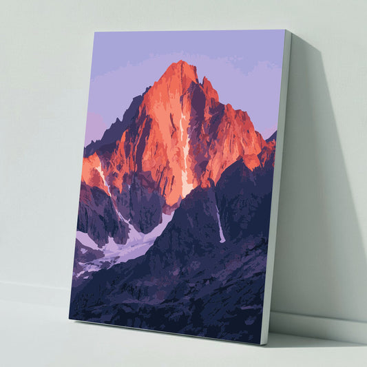 Glühende Gipfel in der Abenddämmerung - Malen nach Zahlen