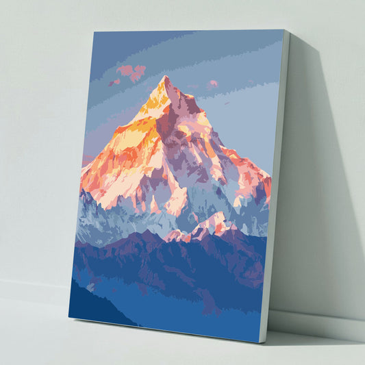 Goldene Stunde in den Alpen - Malen nach Zahlen