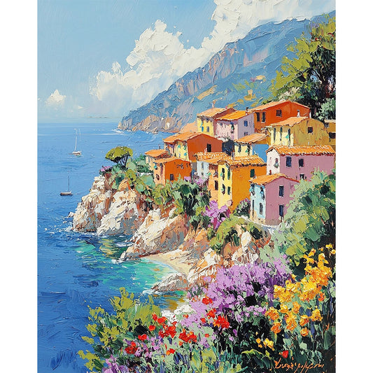 Häuser der Küstenromantik- Malen nach Zahlen