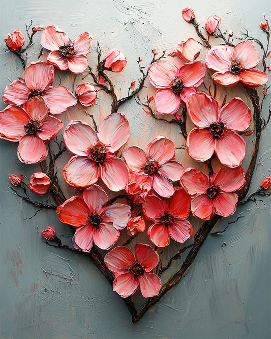 Herz - Blumenkunst- Malen nach Zahlen
