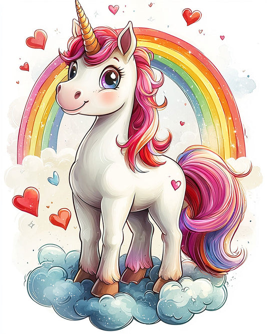 Herz - Einhornwolke- Malen nach Zahlen