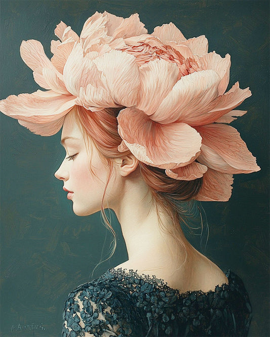 Kopfblumen - Dame- Malen nach Zahlen