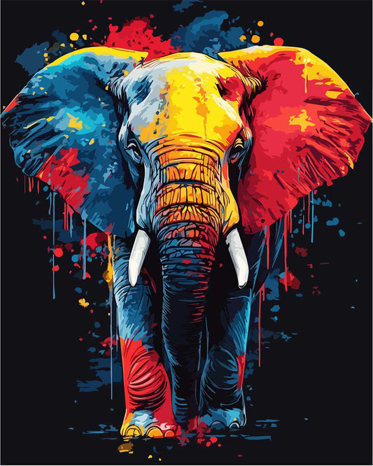 Kunstvolle Elefantenmalerei - Malen nach Zahlen