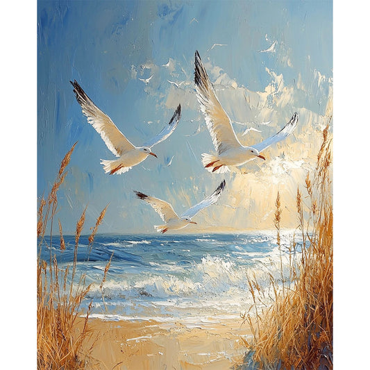 Küstenzauber mit Möwen- Malen nach Zahlen