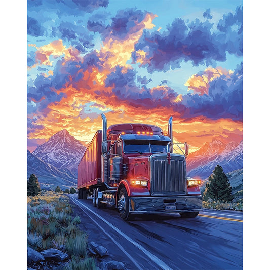 Leuchtende-Truckerfahrt - Malen nach Zahlen