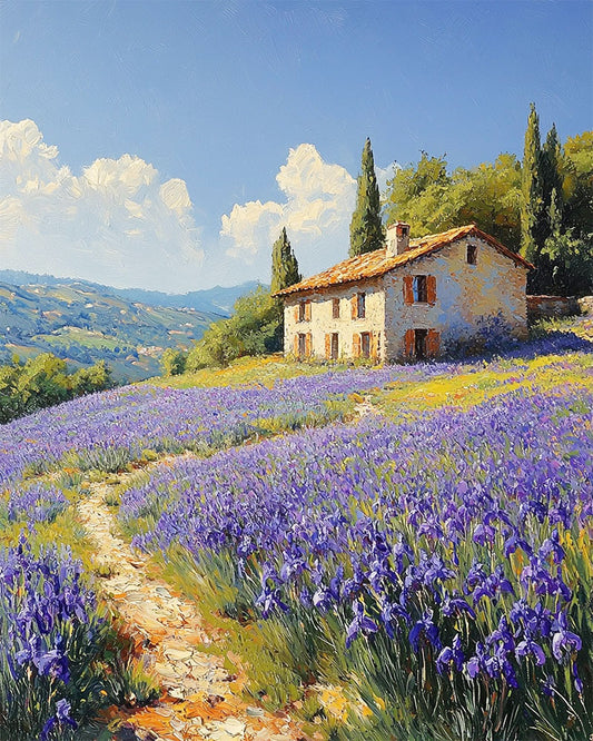 Lila - Feldhaus- Malen nach Zahlen