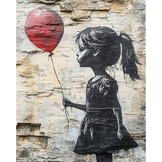 Mädchen-Luftballon - Malen nach Zahlen