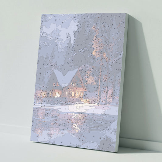 Malen nach Zahlen: Magische Winternacht am Eisfluss