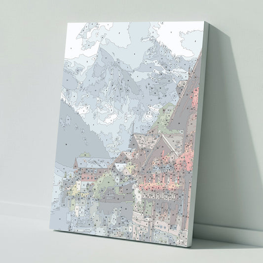 Malen nach Zahlen: Mystische Bergwelt am See