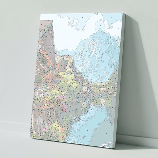 Malen nach Zahlen: Sonniger Tag am Bergsee