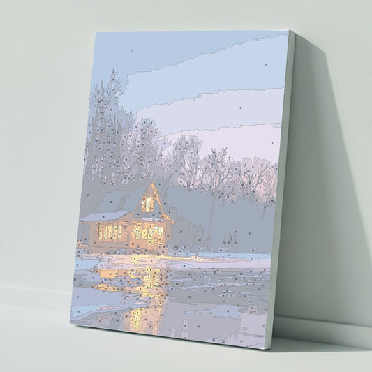 Malen nach Zahlen Stille Abenddämmerung am Wintersee