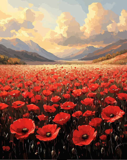 Mohnfeld-der-Sehnsucht - Malen nach Zahlen