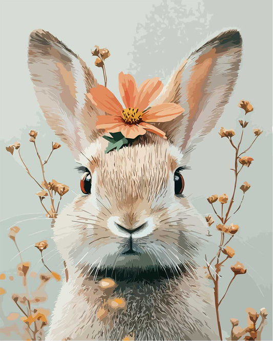 Nahaufnahme eines Hasen im Herbst - Malen nach Zahlen