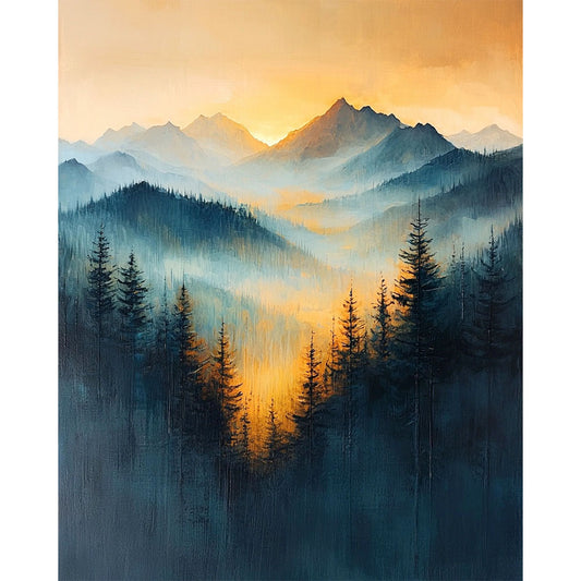 Nebel über dem - Tal der-Freiheit - Malen nach Zahlen