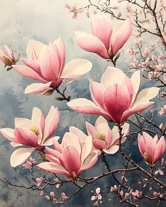 Pfingstrosen - Schimmer- Malen nach Zahlen