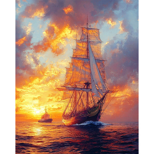 Romantische-Meeresreise - Malen nach Zahlen