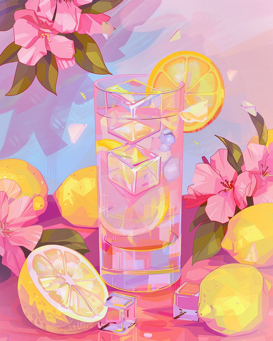 Rosa-Blume-Zitrone - Malen nach Zahlen