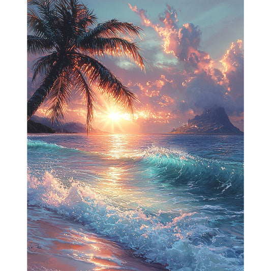 Sonnenaufgang-am-Meer- Malen nach Zahlen