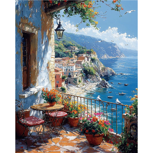 Sonnige-Idylle-an-der-Küste - Malen nach Zahlen