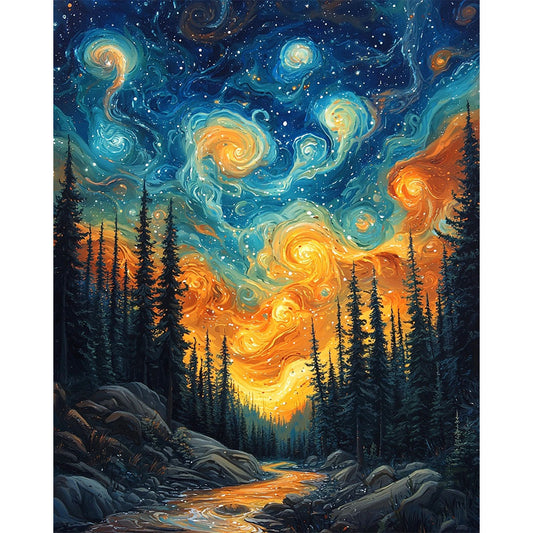 Sternenhimmel-Flusszauber - Malen nach Zahlen