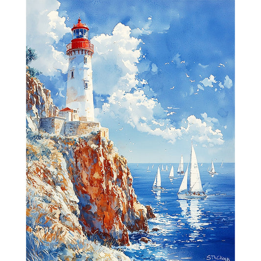 Stilles-Blau-der-Küste- Malen nach Zahlen