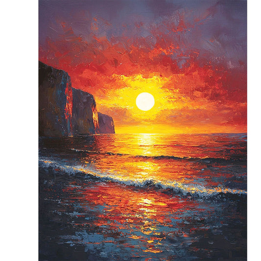 Wellen im goldenen Licht- Malen nach Zahlen