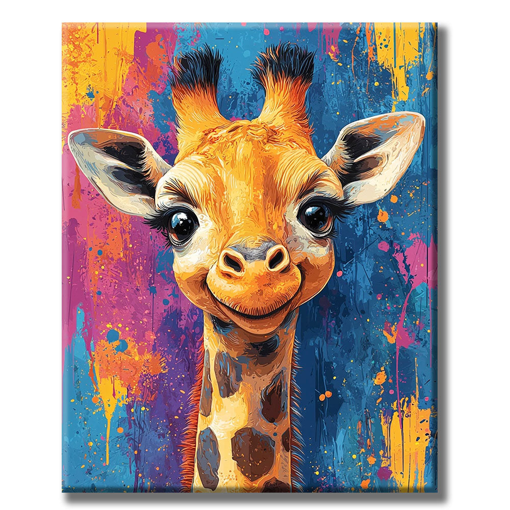 Buntes Giraffenbaby- Malen nach Zahlen