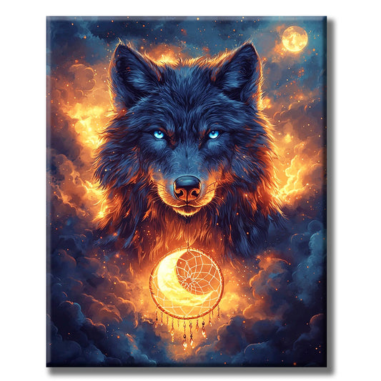 Der Wolf mit dem Traumfänger- Malen nach Zahlen