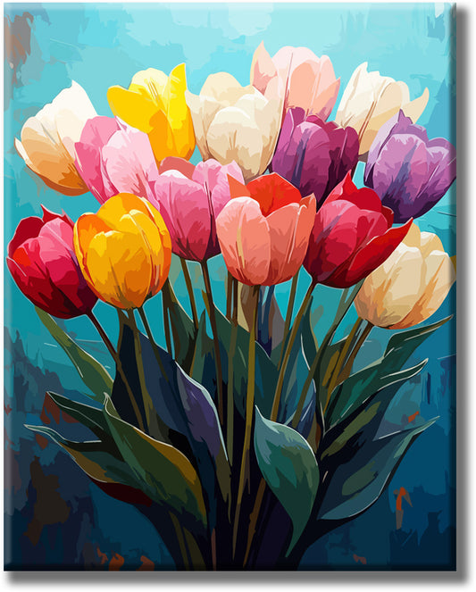 Farbenfrohe-Frühlingsblüte - Malen nach Zahlen