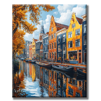 Kanalstadt im Herbst- Malen nach Zahlen