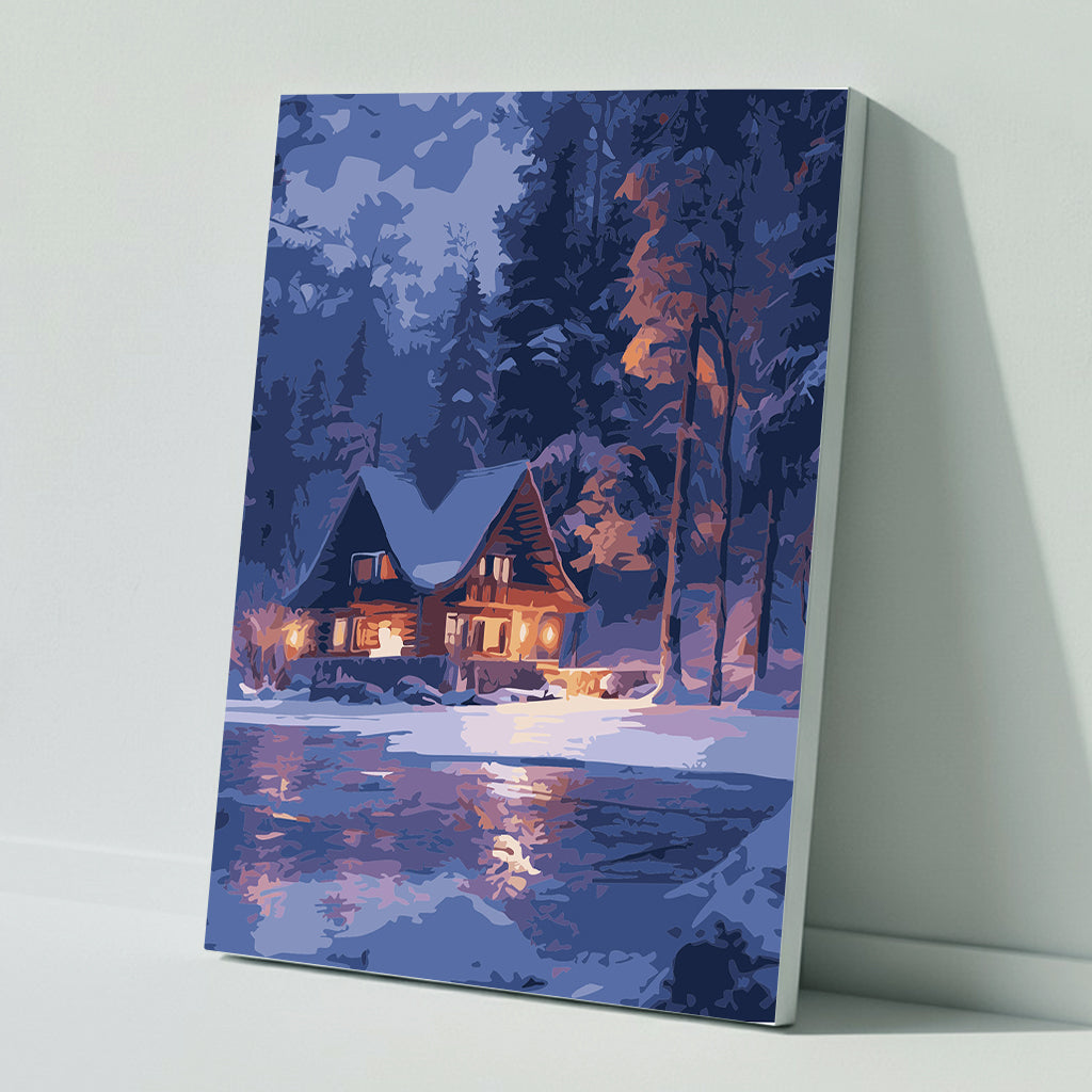 Malen nach Zahlen: Magische Winternacht am Eisfluss