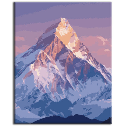 Mystische Bergwelt in Blau und Rosa - Malen nach Zahlen
