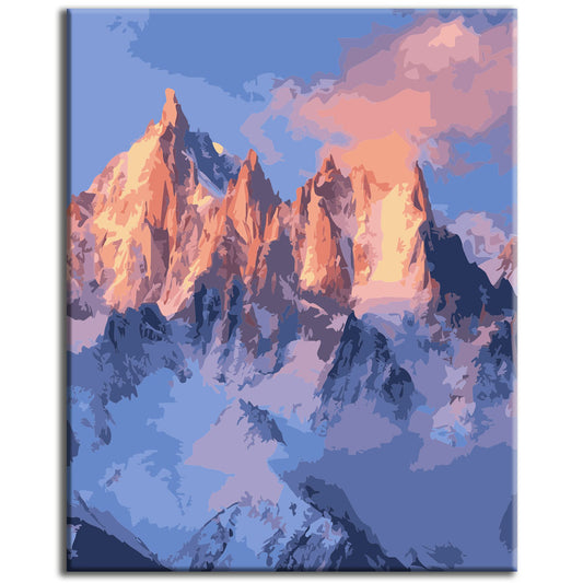 Sonnenverwöhnte Berge - Malen nach Zahlen